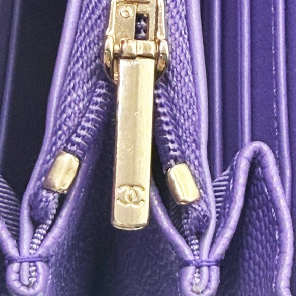 RARE Authentic CHANEL CC Timeless Caviar Flap Wallet Chain Purse Purple Bag - Picture 15 of 15